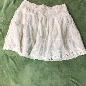 Short, white tiered skirt